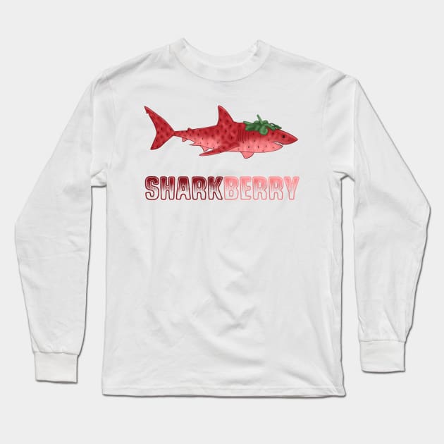 Sharkberry Shark Strawberry Graphic T Tee Long Sleeve T-Shirt by Muganne Creates